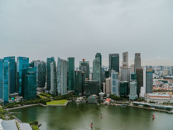 Singapore commercial skyline and Marina Bay